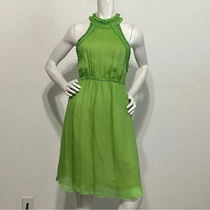 Leon Max Green 100% Silk Kelly Open Back Sleeveless Choker Halter Dress Size M